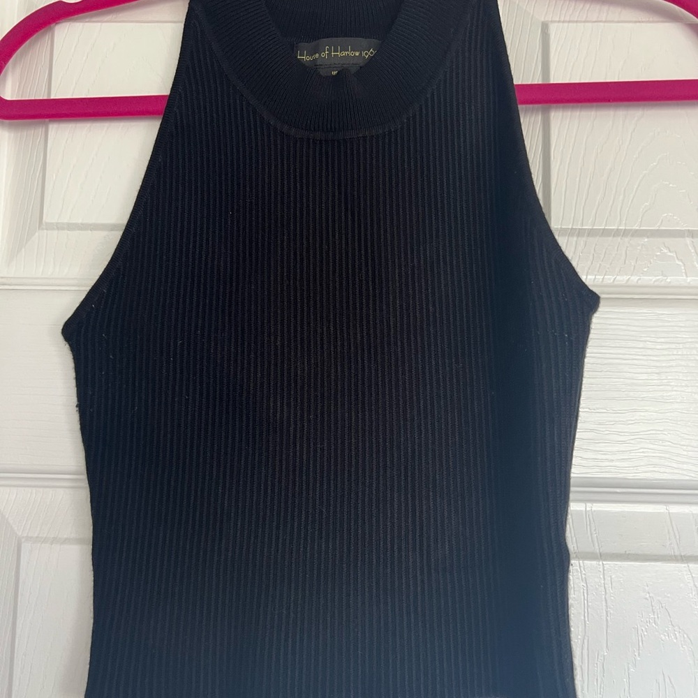 Black Sleeveless Ribbed Top